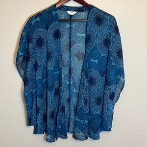 SUN & Shadow Blue Beach Resortwear Summer Sheer Swim Coverup
